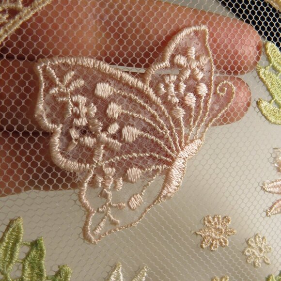 Vintage Lace picture with wire ring 6" Spring Scene Butterfly & Florals - Picture 4 of 7